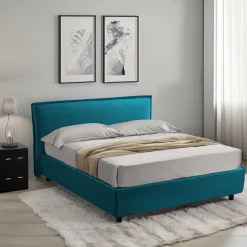 Letti Matrimoniali > Dmora Letto Matrimoniale Materasso Incluso Sfoderabile, Contenitore Made in Italy - Bruzolo Azzurro