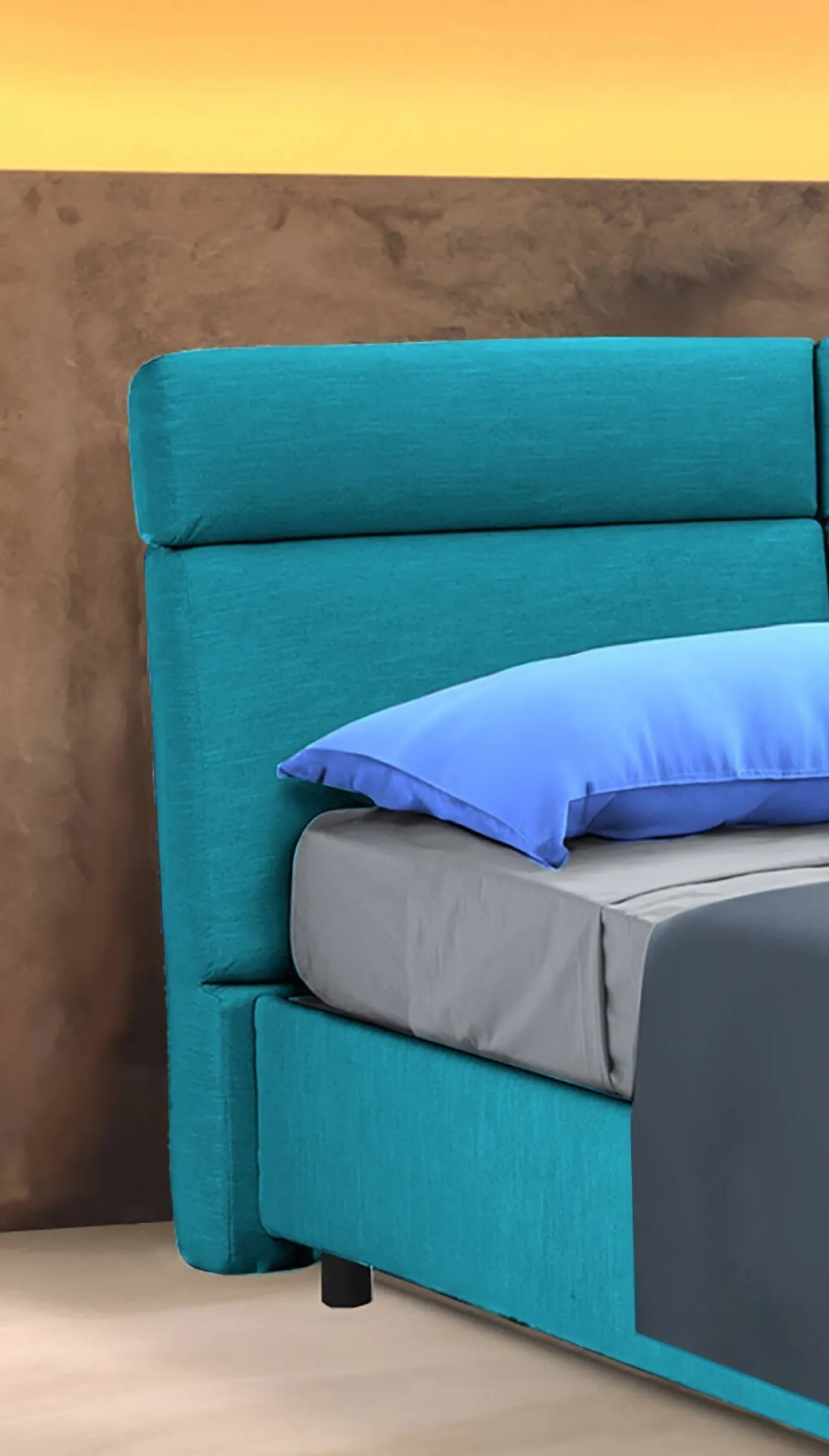 Letto Matrimoniale Azzurro Sfoderabile Contenitore, Dimensione Materasso 160x190 cm Made in Italy - Alcatron