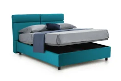 Letto Matrimoniale Azzurro Sfoderabile Contenitore, Dimensione Materasso 160x190 cm Made in Italy - Alcatron
