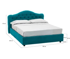 Letto Matrimoniale Azzurro Sfoderabile Contenitore, Dimensione Materasso 160x200 cm Made in Italy - Aly