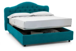 Letto Matrimoniale Azzurro Sfoderabile Contenitore, Dimensione Materasso 160x200 cm Made in Italy - Aly