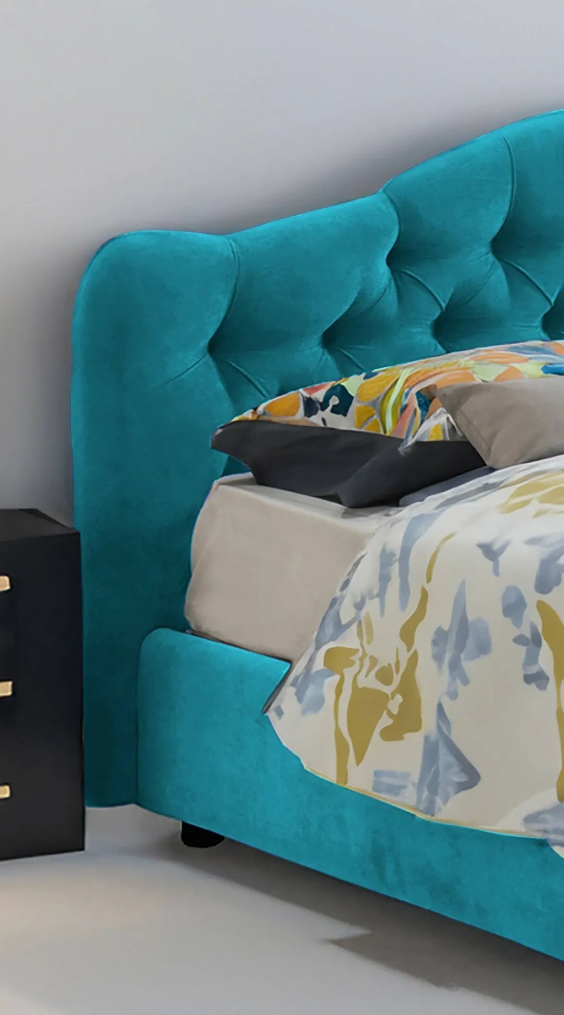 Letto Matrimoniale Azzurro Sfoderabile Contenitore, Dimensione Materasso 160x200 cm Made in Italy - Aly