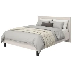 Letti Matrimoniali > Dmora Letto Matrimoniale Dimensione Materasso 160x200 cm Testiera Dettaglio Geometrico, Peso Supportato 200 kg - Coazze Beige
