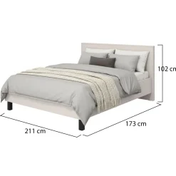 Letti Matrimoniali > Dmora Letto Matrimoniale Dimensione Materasso 160x200 cm Testiera Dettaglio Geometrico, Peso Supportato 200 kg - Coazze Beige