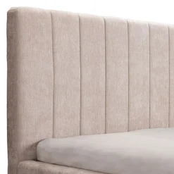 Letto Matrimoniale Beige Dimensione Materasso 160x200 cm Testiera e Giroletto Imbottiti, Imbottito - Exmouth