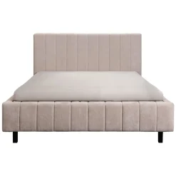 Letto Matrimoniale Beige Dimensione Materasso 160x200 cm Testiera e Giroletto Imbottiti, Imbottito - Exmouth