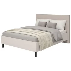 Letti Matrimoniali > Dmora Letto Matrimoniale Beige Grigio Tortora Dimensione Materasso 160x200 cm Imbottito, Testiera Imbottita - Uboldo Grigio, Beige Tortora