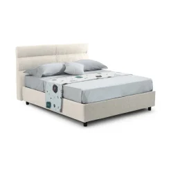 Letti Contenitore > Dmora Letto Matrimoniale Materasso Incluso Sfoderabile, Contenitore Made in Italy - Brunate Beige