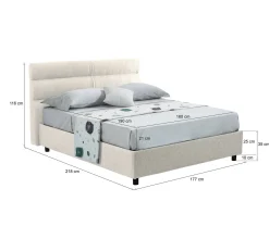 Letti Contenitore > Dmora Letto Matrimoniale Materasso Incluso Sfoderabile, Contenitore Made in Italy - Brunate Beige