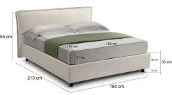 Letto Matrimoniale Beige Materasso Incluso Sfoderabile, Contenitore Made in Italy - Bruzolo