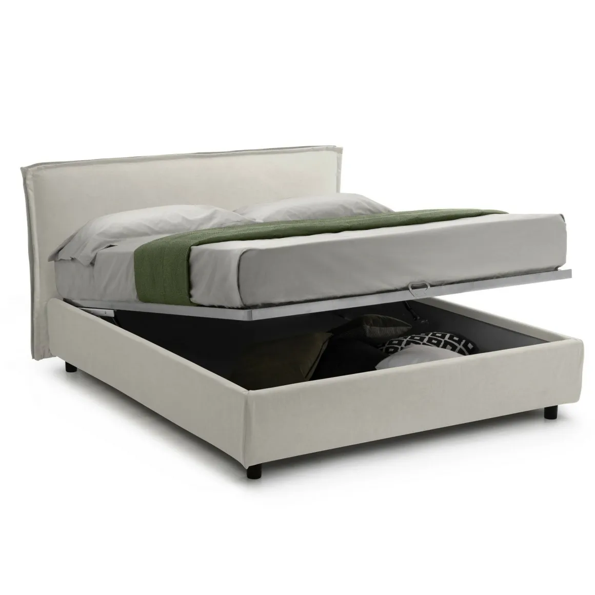 Letto Matrimoniale Beige Materasso Incluso Sfoderabile, Contenitore Made in Italy - Bruzolo