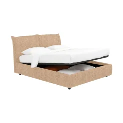 Letti Matrimoniali|Letti Contenitore > Dmora Letto Matrimoniale Sfoderabile Contenitore, Dimensione Materasso 160x190 cm - Calcio Beige
