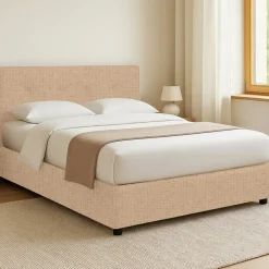 Letti Matrimoniali|Letti Contenitore > Dmora Letto Matrimoniale Sfoderabile Contenitore, Dimensione Materasso 160x190 cm - Fasanella Beige