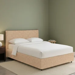 Letti Matrimoniali|Letti Contenitore > Dmora Letto Matrimoniale Sfoderabile Contenitore, Dimensione Materasso 160x190 cm - Turania Beige