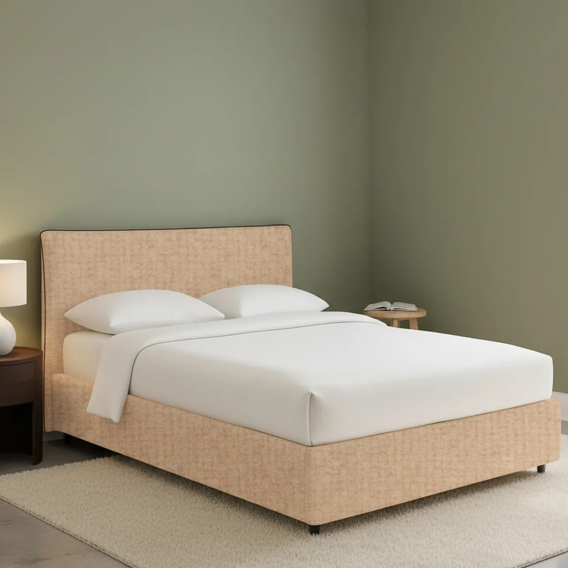Letti Matrimoniali|Letti Contenitore > Dmora Letto Matrimoniale Sfoderabile Contenitore, Dimensione Materasso 160x190 cm - Turania Beige