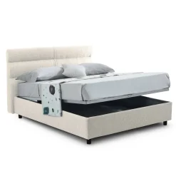 Letti Contenitore > Dmora Letto Matrimoniale Sfoderabile Contenitore, Dimensione Materasso 160x190 cm Made in Italy - Brolo Beige