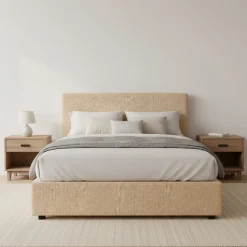 Letti Matrimoniali|Letti Contenitore > Dmora Letto Matrimoniale Sfoderabile Contenitore, Dimensione Materasso 160x200 cm - Lenta Beige