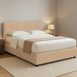 Letti Matrimoniali|Letti Contenitore > Dmora Letto Matrimoniale Sfoderabile Contenitore, Dimensione Materasso 160x200 cm - Orgiano Beige