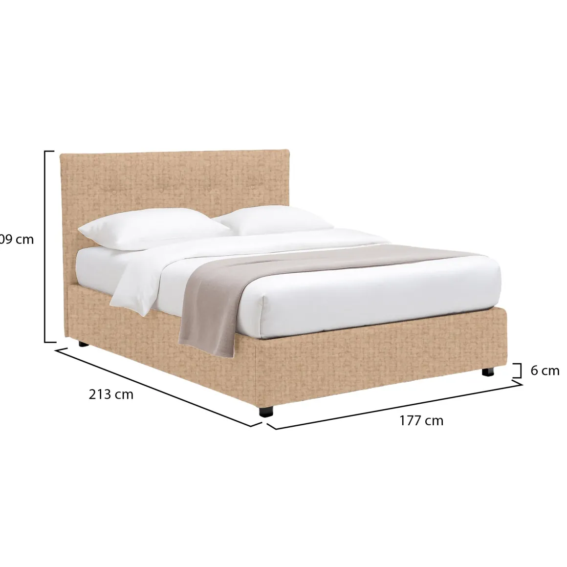 Letti Matrimoniali|Letti Contenitore > Dmora Letto Matrimoniale Sfoderabile Contenitore, Dimensione Materasso 160x200 cm - Orgiano Beige