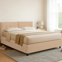 Letti Matrimoniali|Letti Contenitore > Dmora Letto Matrimoniale Sfoderabile Contenitore, Dimensione Materasso 160x200 cm Made in Italy - Aly Beige