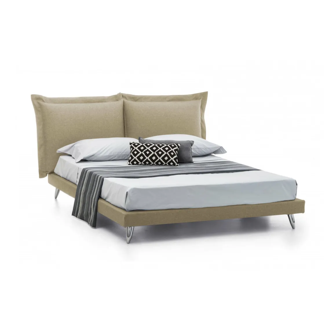 Letto matrimoniale beige 180x220cm imbottito - Anatoly