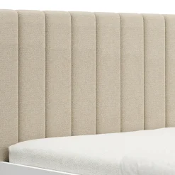 Letti Matrimoniali > Dmora Letto Matrimoniale Bianco Beige Dimensione Materasso 160x200 cm Testiera Imbottita, Imbottito - Byron Beige, Bianco