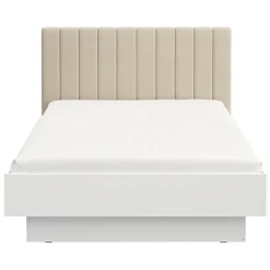 Letti Matrimoniali > Dmora Letto Matrimoniale Bianco Beige Dimensione Materasso 160x200 cm Testiera Imbottita, Imbottito - Byron Beige, Bianco