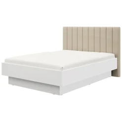 Letti Matrimoniali > Dmora Letto Matrimoniale Bianco Beige Dimensione Materasso 160x200 cm Testiera Imbottita, Imbottito - Byron Beige, Bianco