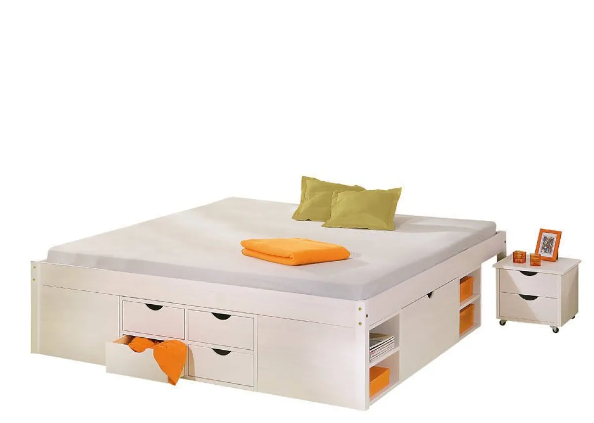 Letti Matrimoniali|Letti Contenitore > Dmora Letto Matrimoniale Contenitore Dimensione Materasso 140x190 cm, Rete Inclusa - Faraldi Bianco