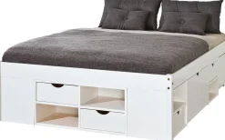 Letti Matrimoniali|Letti Contenitore > Dmora Letto Matrimoniale Contenitore Dimensione Materasso 160x200 cm, Peso Supportato 150 kg - Murlo Bianco