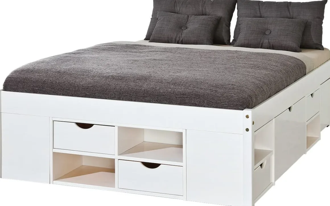 Letti Matrimoniali|Letti Contenitore > Dmora Letto Matrimoniale Contenitore Dimensione Materasso 160x200 cm, Peso Supportato 150 kg - Murlo Bianco