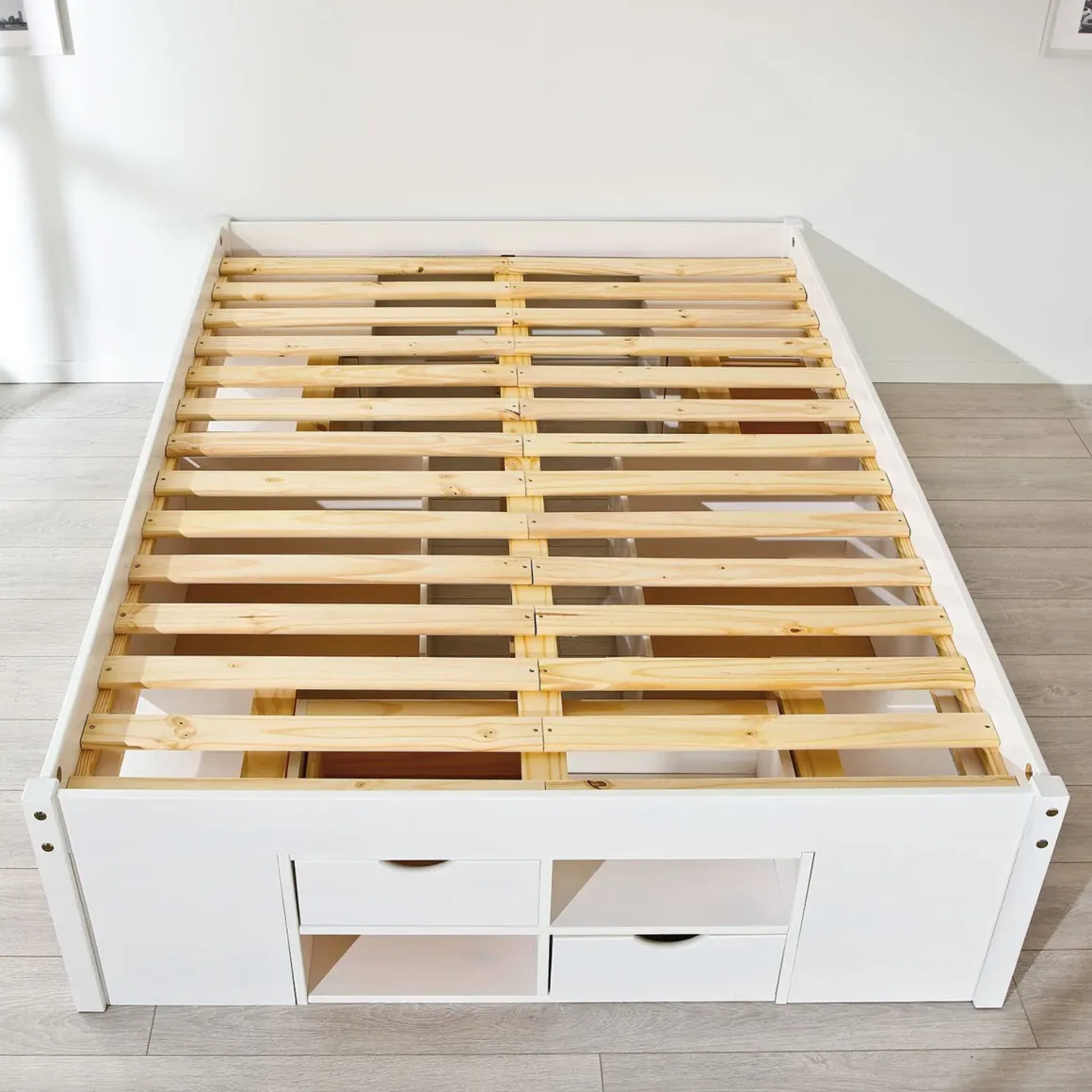Letti Matrimoniali|Letti Contenitore > Dmora Letto Matrimoniale Contenitore Dimensione Materasso 160x200 cm, Peso Supportato 150 kg - Murlo Bianco
