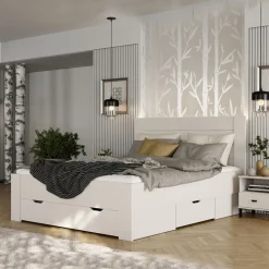 Letti Matrimoniali > Dmora Letto Matrimoniale Bianco Crema Marrone Noce Dimensione Materasso 160x200 cm Peso Supportato 200 kg, Matrimoniale - Takaya Marrone Noce, Bianco Crema
