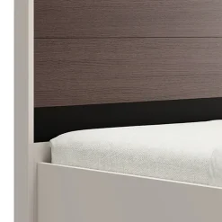 Letto Matrimoniale Bianco Crema Marrone Noce Dimensione Materasso 180x200 cm Peso Supportato 200 kg, Matrimoniale - Kamak
