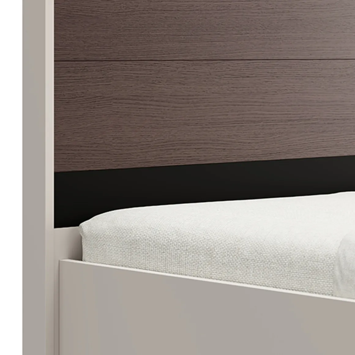 Letto Matrimoniale Bianco Crema Marrone Noce Dimensione Materasso 180x200 cm Peso Supportato 200 kg, Matrimoniale - Kamak