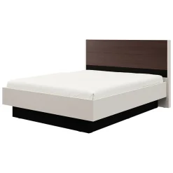 Letto Matrimoniale Bianco Crema Marrone Noce Dimensione Materasso 180x200 cm Peso Supportato 200 kg, Matrimoniale - Kamak