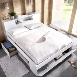 Letti Matrimoniali > Dmora Letto Matrimoniale Materasso Incluso Sfoderabile, Contenitore Made in Italy - Alfer Bianco