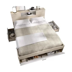 Letti Matrimoniali > Dmora Letto Matrimoniale Materasso Incluso Sfoderabile, Contenitore Made in Italy - Alfer Bianco