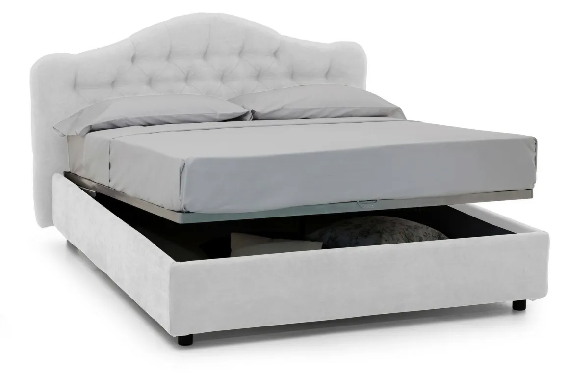 Letti Matrimoniali|Letti Contenitore > Dmora Letto Matrimoniale Materasso Incluso Sfoderabile, Contenitore Made in Italy - Annus Bianco