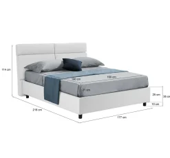 Letti Matrimoniali|Letti Contenitore > Dmora Letto Matrimoniale Materasso Incluso Sfoderabile, Contenitore Made in Italy - Bedero Bianco
