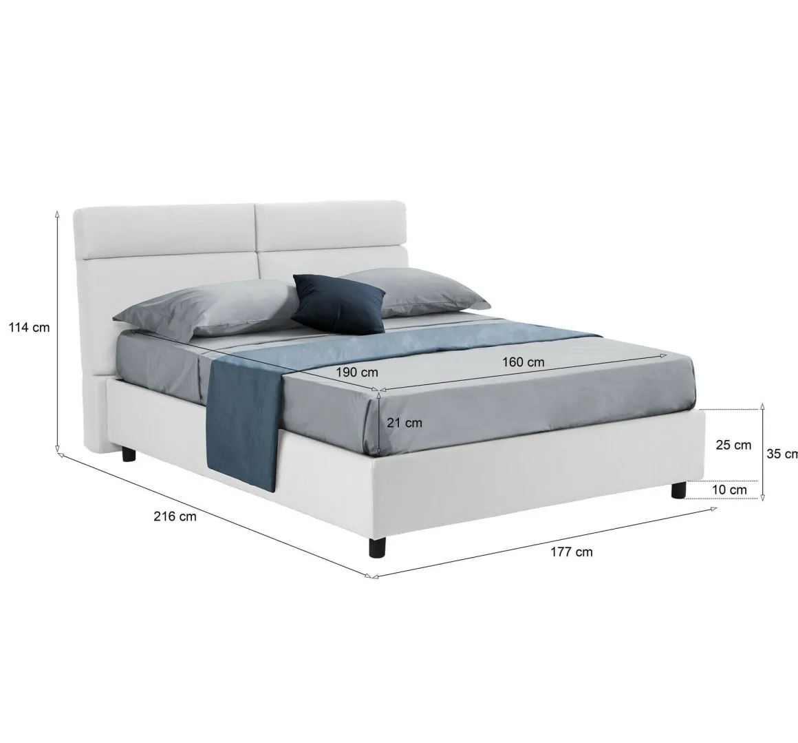Letti Matrimoniali|Letti Contenitore > Dmora Letto Matrimoniale Materasso Incluso Sfoderabile, Contenitore Made in Italy - Bedero Bianco