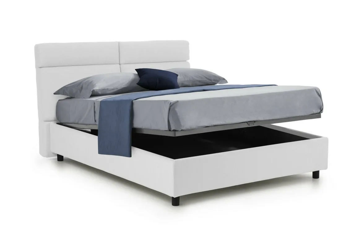 Letti Matrimoniali|Letti Contenitore > Dmora Letto Matrimoniale Materasso Incluso Sfoderabile, Contenitore Made in Italy - Bedero Bianco