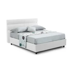 Letti Matrimoniali|Letti Contenitore > Dmora Letto Matrimoniale Materasso Incluso Sfoderabile, Contenitore Made in Italy - Brunate Bianco