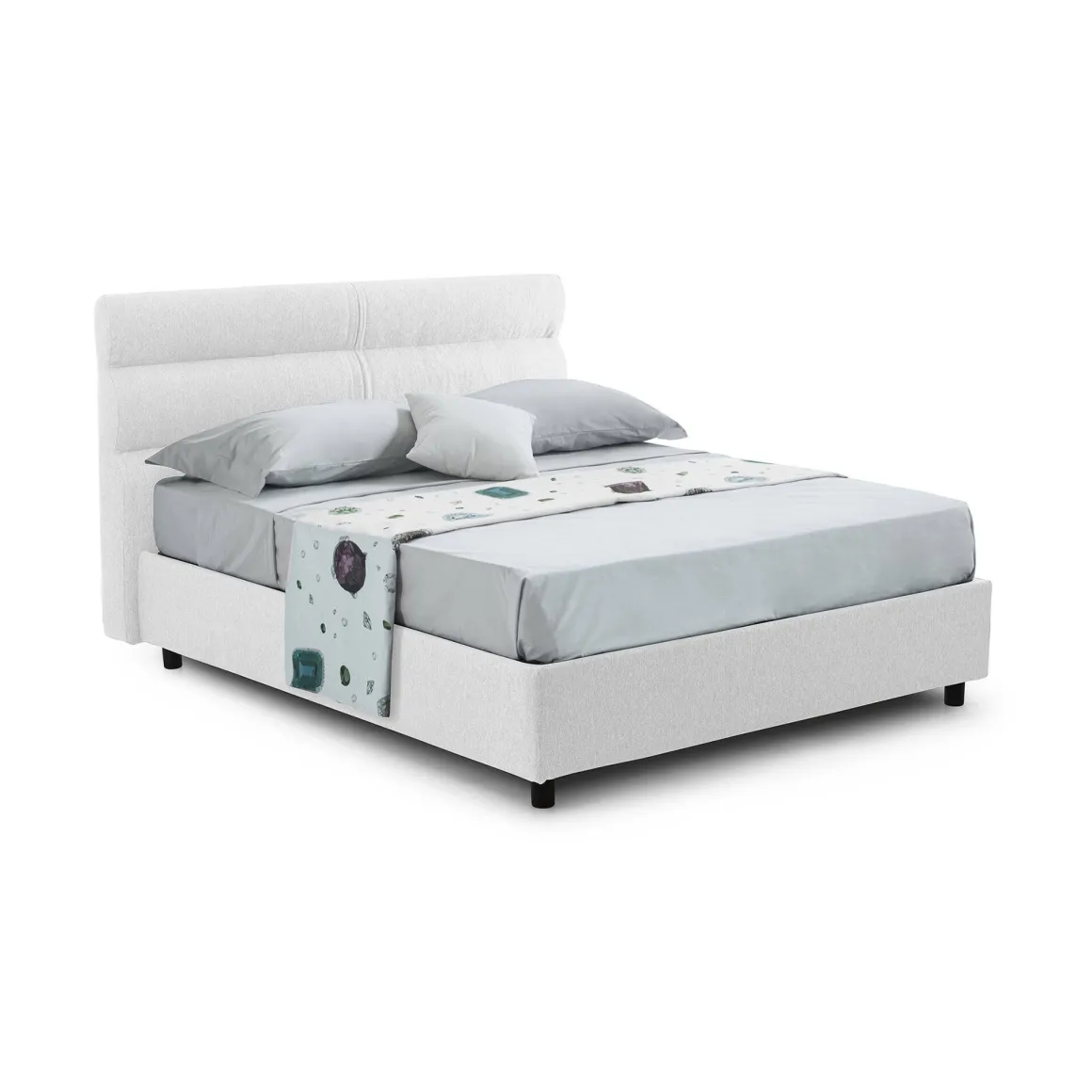 Letti Matrimoniali|Letti Contenitore > Dmora Letto Matrimoniale Materasso Incluso Sfoderabile, Contenitore Made in Italy - Brunate Bianco