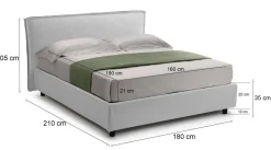 Letto Matrimoniale Bianco Materasso Incluso Sfoderabile, Contenitore Made in Italy - Bruzolo