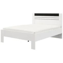 Letti Matrimoniali > Dmora Letto Matrimoniale Bianco Nero Dimensione Materasso 160x200 cm Testata Dettaglio Rigato, Peso Supportato 200 kg - Kabale Nero, Bianco