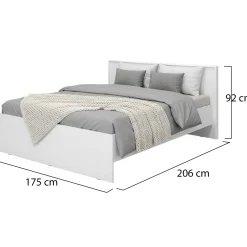 Letto Matrimoniale Bianco Opaco Testiera Dettaglio Geometrico Imbottito, Dimensione Materasso 160x200 cm - Gamalero