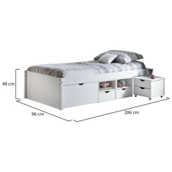 Letti Matrimoniali|Letti Contenitore > Dmora Letto Matrimoniale Contenitore Matrimoniale, Sfumatura Colore Struttura Quercia - Cavallo Bianco Quercia