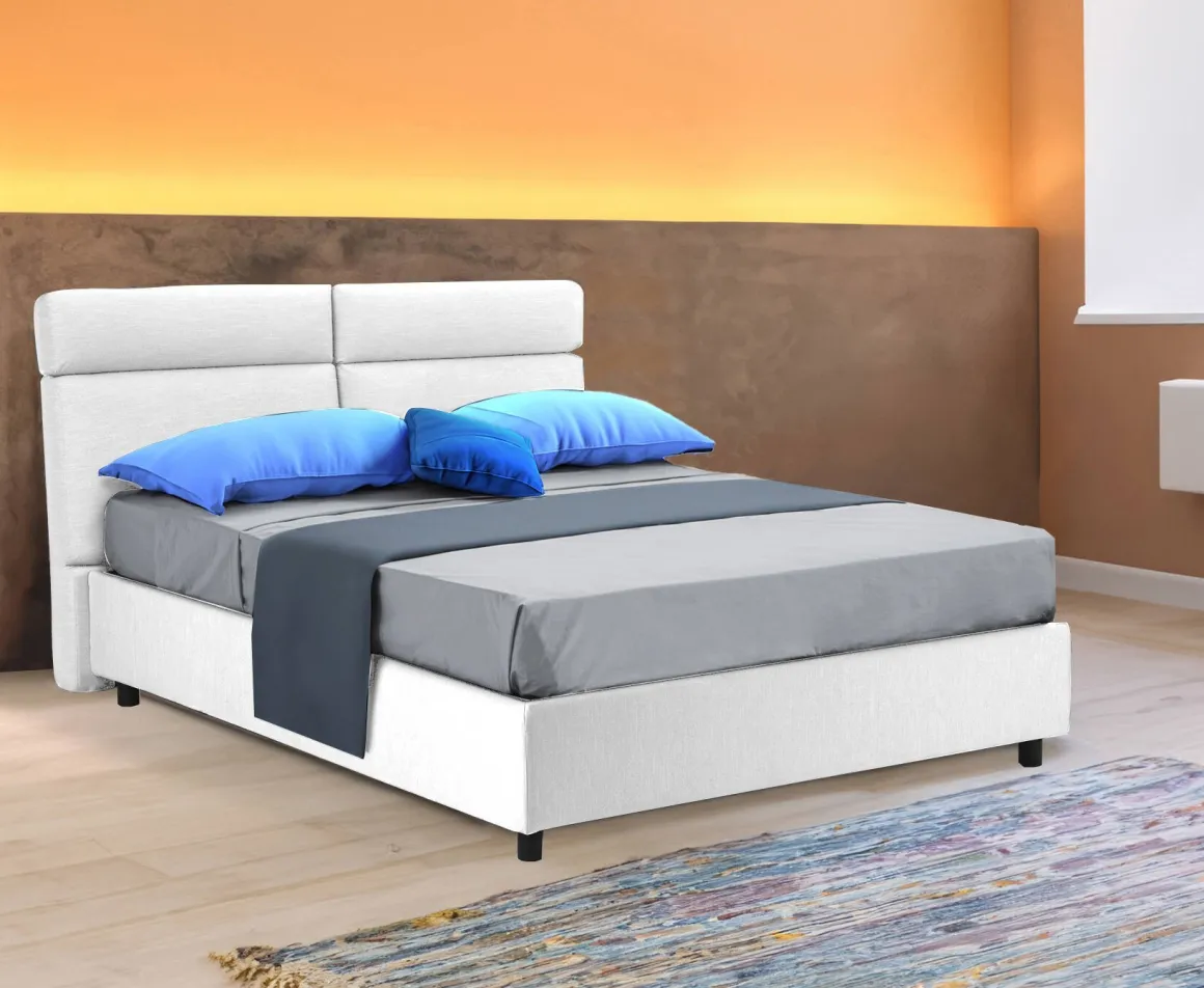 Letti Matrimoniali|Letti Contenitore > Dmora Letto Matrimoniale Sfoderabile Contenitore, Dimensione Materasso 160x190 cm Made in Italy - Arex Bianco