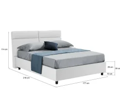 Letti Matrimoniali|Letti Contenitore > Dmora Letto Matrimoniale Sfoderabile Contenitore, Dimensione Materasso 160x190 cm Made in Italy - Arex Bianco